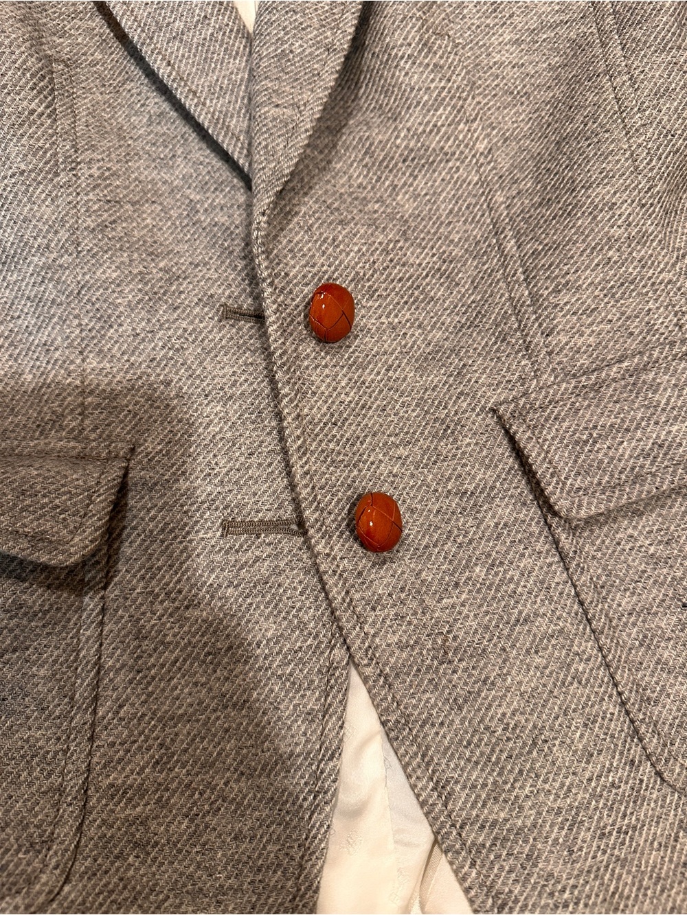 Banana Republic Gray Tweed Blazer with Brown Elbow Patches - Picture 4 of 4